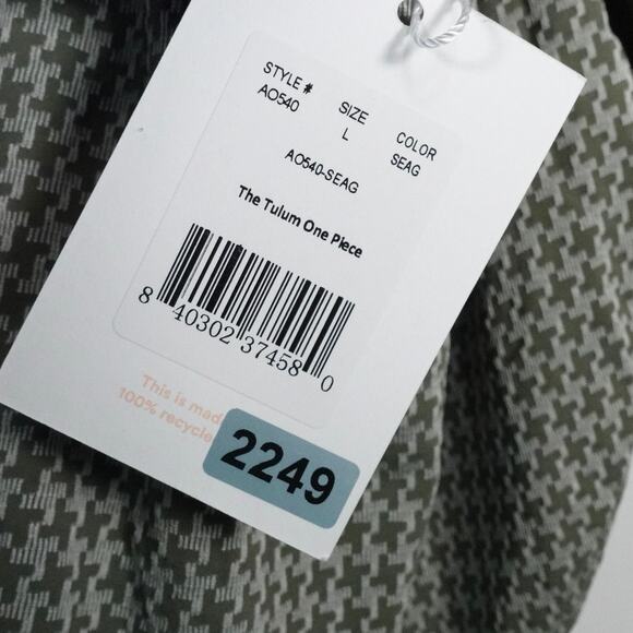 New Andie Swim Women’s Tulum One Swimsuit Seagrass Houndstooth Large $112 2249 - Picture 10 of 11